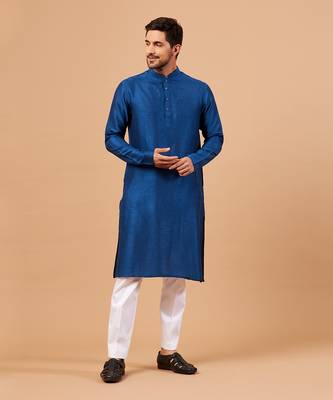 Blue Plain Kurta Set 2