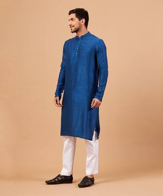 Blue Plain Kurta Set 3