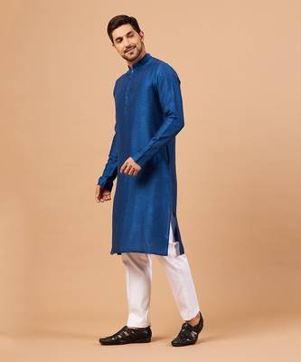 Blue Plain Kurta Set 4