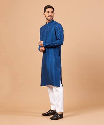 Blue Plain Kurta Set 5
