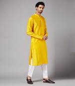 Yellow Plain Kurta Set