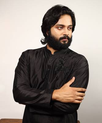Solid Black Reindeer Embroidered Kurta Set 4