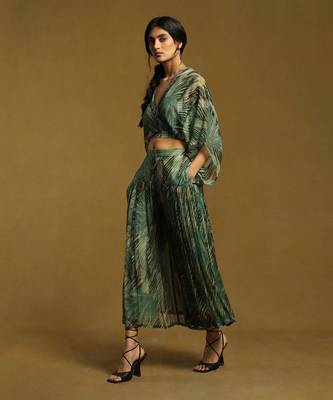 RITU KUMAR Green Botanic Print Top With Palazzo 2