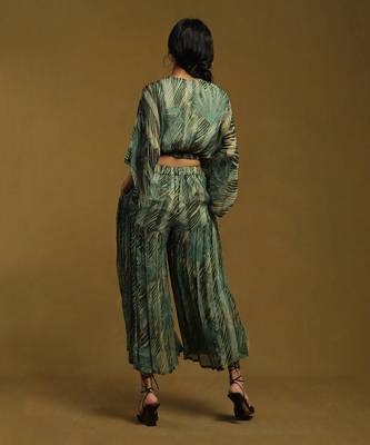 RITU KUMAR Green Botanic Print Top With Palazzo 4