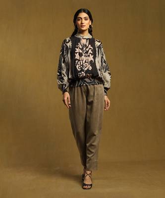 RITU KUMAR Black Botanic Print Top 1