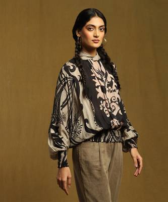 RITU KUMAR Black Botanic Print Top 3