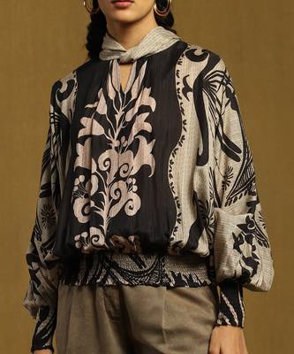 RITU KUMAR Black Botanic Print Top 5