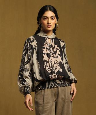 RITU KUMAR Black Botanic Print Top 6