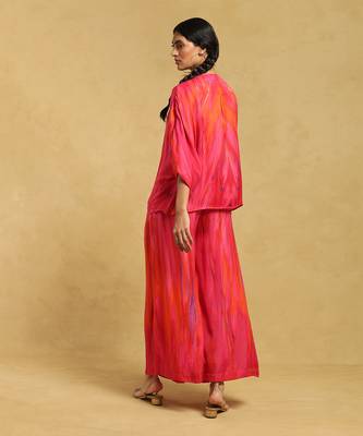 RITU KUMAR Pink Printed Shrug With Blouse And Palazzo 4