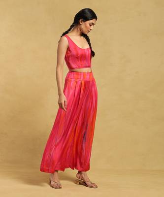 RITU KUMAR Pink Printed Shrug With Blouse And Palazzo 7