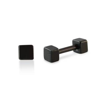 Square Black Single Stud Earring for Men 1