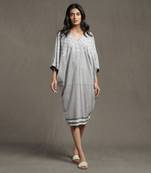 RITU KUMAR Grey Striped Baggy Kaftan Dress