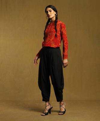 RITU KUMAR Black Solid Dhoti Pants 1