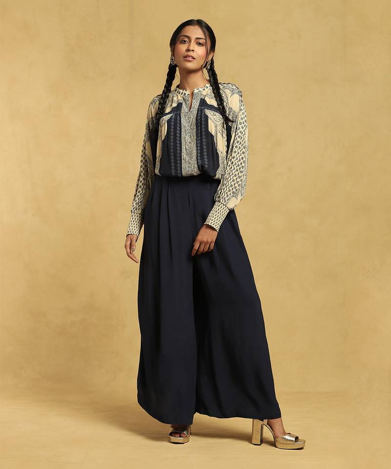 RITU KUMAR Blue Paisley Print Kurti Set