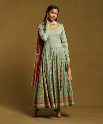 Multicolor Cotton Floral Printed Anarkali Set 1