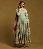 Multicolor Cotton Floral Printed Anarkali Set