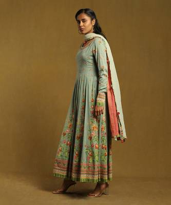 Multicolor Cotton Floral Printed Anarkali Set 2