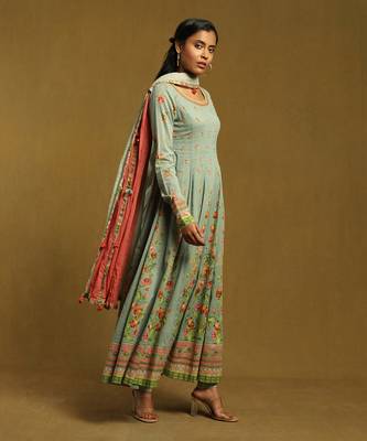 Multicolor Cotton Floral Printed Anarkali Set 3
