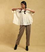 RITU KUMAR Off White Button-Down Pleated Cotton Kurti