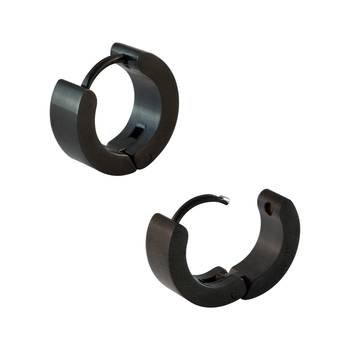 Plain Black Single Hoop Earring for Men (H: 13 mm, W: 5 mm) 1