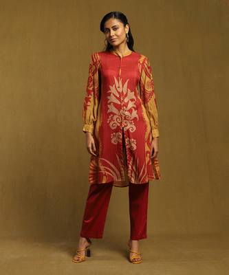 RITU KUMAR Rust Botanic Print Kurta Set 1