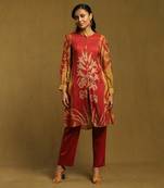 RITU KUMAR Rust Botanic Print Kurta Set