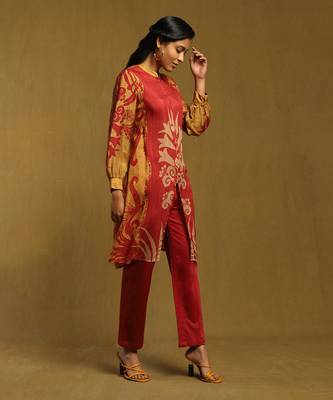 RITU KUMAR Rust Botanic Print Kurta Set 3