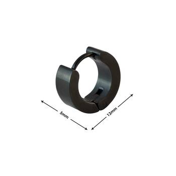Plain Black Single Hoop Earring for Men (H: 13 mm, W: 5 mm) 2