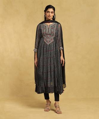 RITU KUMAR Black Printed Kurta Set 1