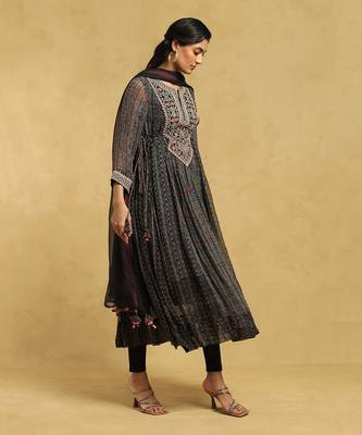 RITU KUMAR Black Printed Kurta Set 3