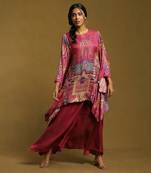 Plum Viscose Printed Kurta Set 