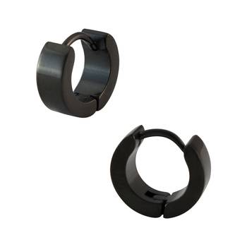 Plain Black Single Hoop Earring for Men (H: 10 mm, W: 4 mm) 1