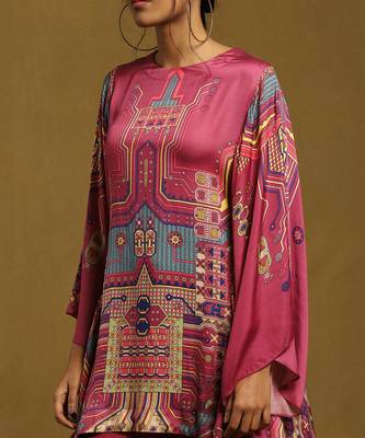 Plum Viscose Printed Kurta Set  5