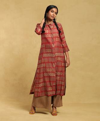 RITU KUMAR Rust Printed Button-Down Kurta 1