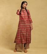 RITU KUMAR Rust Printed Button-Down Kurta