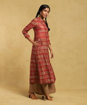 RITU KUMAR Rust Printed Button-Down Kurta 3