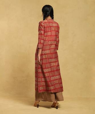 RITU KUMAR Rust Printed Button-Down Kurta 4