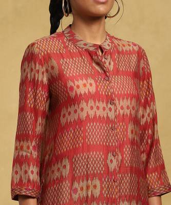 RITU KUMAR Rust Printed Button-Down Kurta 5