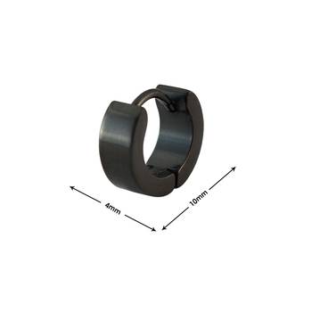Plain Black Single Hoop Earring for Men (H: 10 mm, W: 4 mm) 2