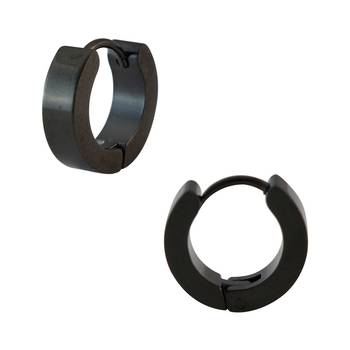 Plain Black Single Hoop Earring for Men (H: 13 mm, W: 4 mm) 1