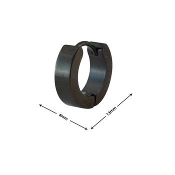 Plain Black Single Hoop Earring for Men (H: 13 mm, W: 4 mm) 2