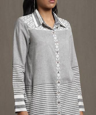 Grey Striped Straight Kurta 5