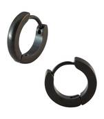 Plain Black Single Hoop Earring for Men (H: 12 mm, W: 2 mm)