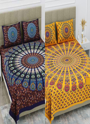 Combo Pack of 2 Printed Cotton Double Bedsheets With 4 Pillow Covers 1