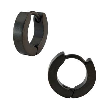 Plain Black Single Hoop Earring for Men (H: 10 mm, W: 2 mm) 1