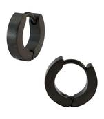 Plain Black Single Hoop Earring for Men (H: 10 mm, W: 2 mm)