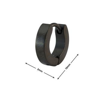 Plain Black Single Hoop Earring for Men (H: 10 mm, W: 2 mm) 2