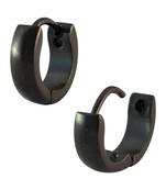 Plain Black Single Hoop Earring for Men (H: 9 mm, W: 3 mm)