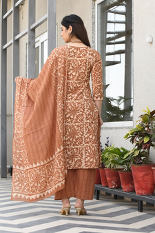 TARITA BLOCK PRINTED KURTA-PANTS & DUPATTA SET