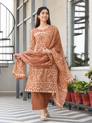 TARITA BLOCK PRINTED KURTA-PANTS & DUPATTA SET 1